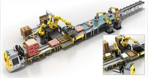  PLC Control Robotic Palletizing System Loader For Beverage Industry Manufactures