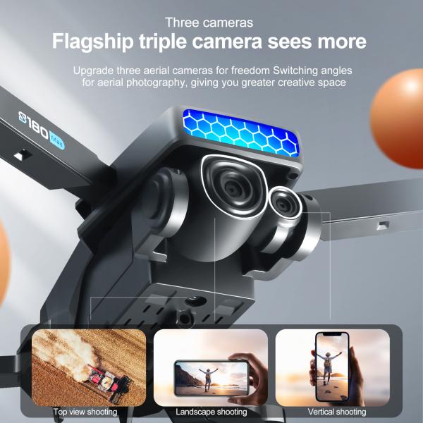 Beginner Operator Skill Level 2024 S180 Drone Headless Mode with Optical Flow Positioning and Electric Modulation