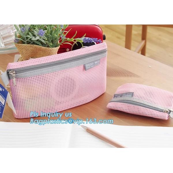 zipper lock file document mesh bag, A6 transparent zipper mesh document file