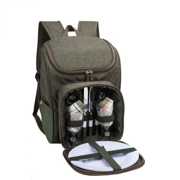 Quality 2 Person Picnic Basket Backpack Cooler Compartment, Wine Holder, Fleece Blanket, Cutlery Set for sale