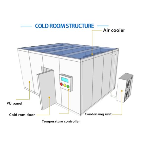 Bohn Cooler Prefabricated Cold Room 100mm Insulation Polyurethane Panels