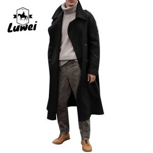  Winter Outerwear Classictrench Breasted Plaid Utility Long Trench Coat Slim Fit Single Long Breasted Men Jacket Manufactures