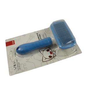 China Steel Safe Dematting Pet Comb Brush Grooming Long Pin Self Cleaning For Cats on sale