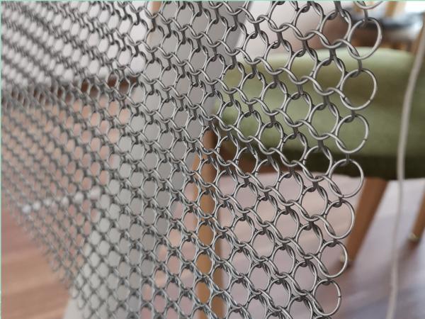 Quality Window Treatment Stainless Steel Ring Mesh Curtains , Metal Chainmail Mesh Drapery For Space Divider for sale