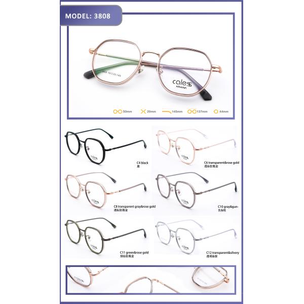 Square Metal Frame Eyeglasses Sleek Framework With Flex Temple Length