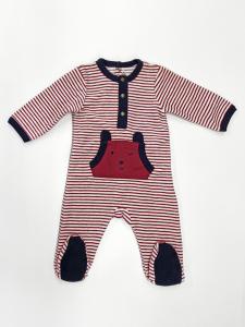  Yarn Dyed Baby  Romper Baby Footed Rompers Front Opening Footie Rib Collar Manufactures