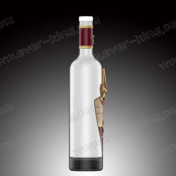 Metal Label Vodka Glass Bottle Custom Designed 700ml