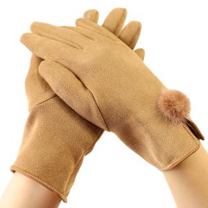 China Nylon Suede Winter Warm Gloves Women Sensitive Screen Touch Finger Driving on sale