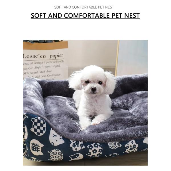 Textured Wave Pet Sofa Beds Washable Large Rectangle Dog Bed Comfortable