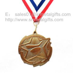  Custom metal blank engraved hockey medals with ribbon, antique brass plated, Manufactures