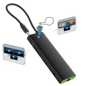  USB-C Multiport Hub with Touch-Sensitive MST/SST Switch, Dual 4K60Hz HDMI, and 10-Port Expansion for Workstations Manufactures