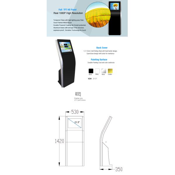 Ticket Printing Touch Screen Display Kiosk , 19 Inch Queue Electronic Signage Display