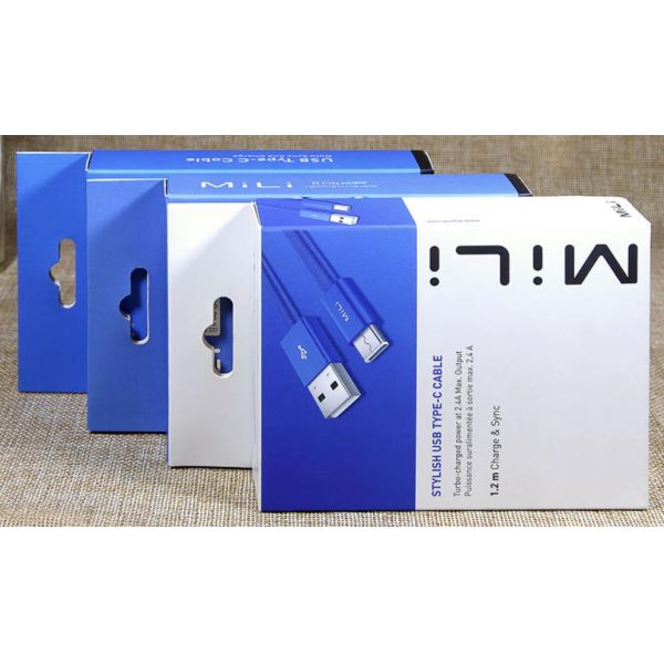 1000Pcs Pantone SGS Pantone Data Cable Packaging Box Electronics Kraft Paper APET