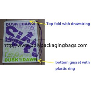  Custom Printed Plastic Drawstring Backpack For Clothes With Single Yellow PP Pull Rope Manufactures
