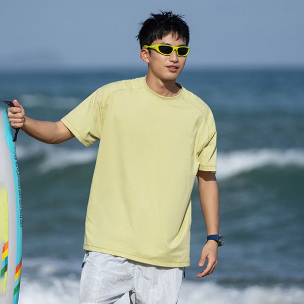 Summer Cool Breathable Moisture Wicking Quick Dry Antibacterial Solid Color Running Sports Couple Short Sleeve T-Shirt