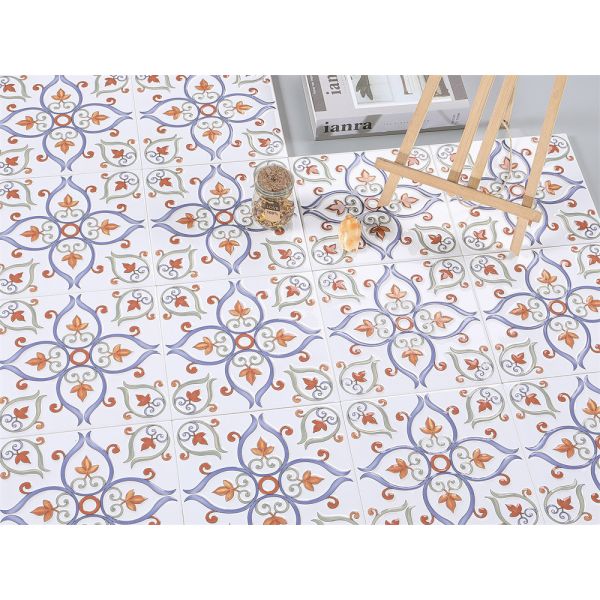 White Blue Ceramic Rustic Tile 20x20cm AAA Grade Floor Wall