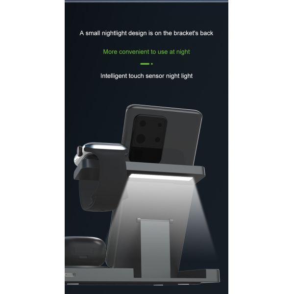 Night Light 3W Foldable Wireless Charging Station with Custom Logo