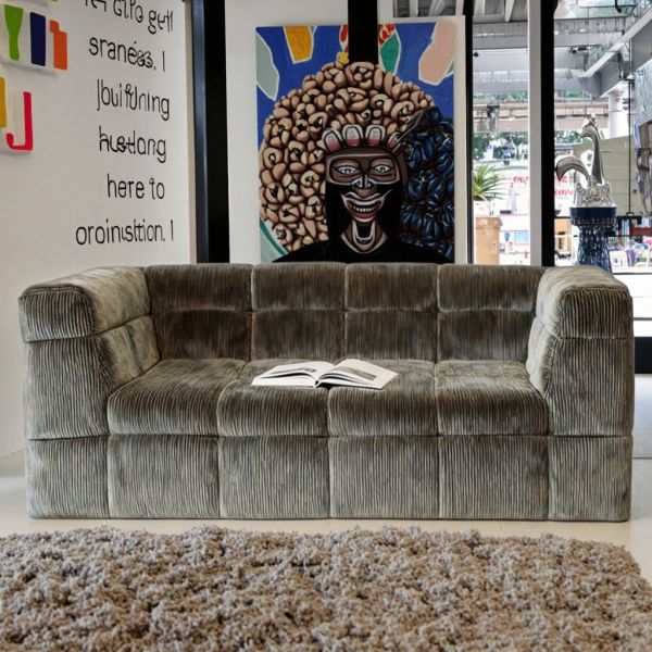 Customizable Modern White Tufted Rectangle Sofa Compressed Sponge Fabric for Office Living Room Villa for School Furniture