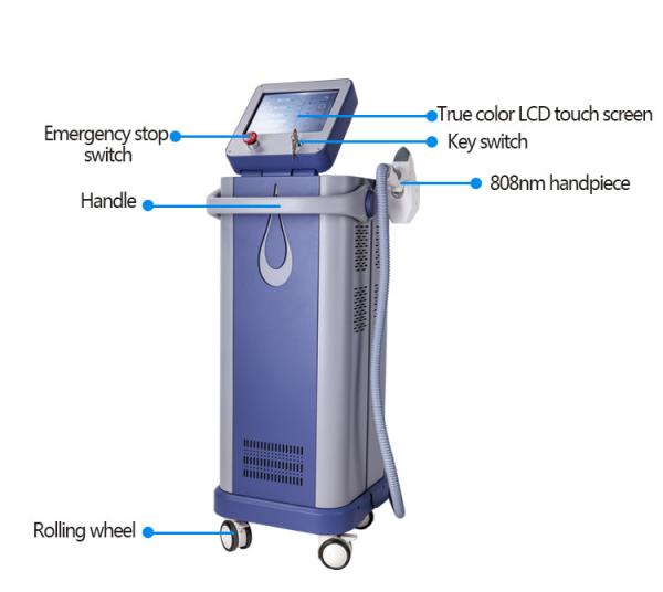 Quality High Performance 808nm Diode Laser Chest / Back / Leg Hair Removal Machine 120J/cm² for sale