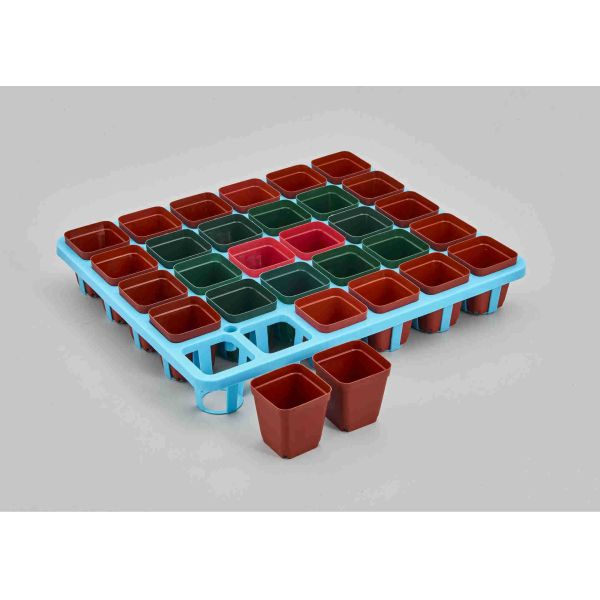 SQUARE More meat small black plastic flower POTS small box
