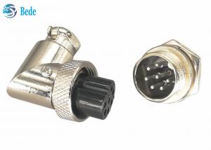 China Silver Plated  7 Pins gx16 90 Degree aviator connector Male And Female Sets on sale