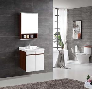  Multi-Layer Solid Wood Bathroom Vanity with Grey Grain and Glossy White Color Manufactures