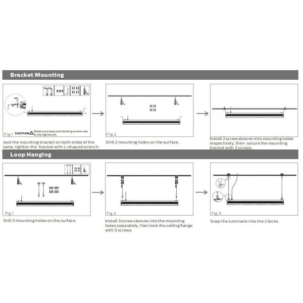 DUALRAYS HB6 1ft 50W IP65 140LPW Aluminium LED Linear Highbay for Warehouse Aisle with 30W 3 Hours Emergency Function