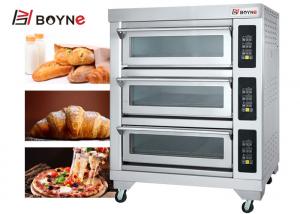  Stainless steel Comercial Microcomputer Three Deck Six Trays Electric Bakery Oven Manufactures