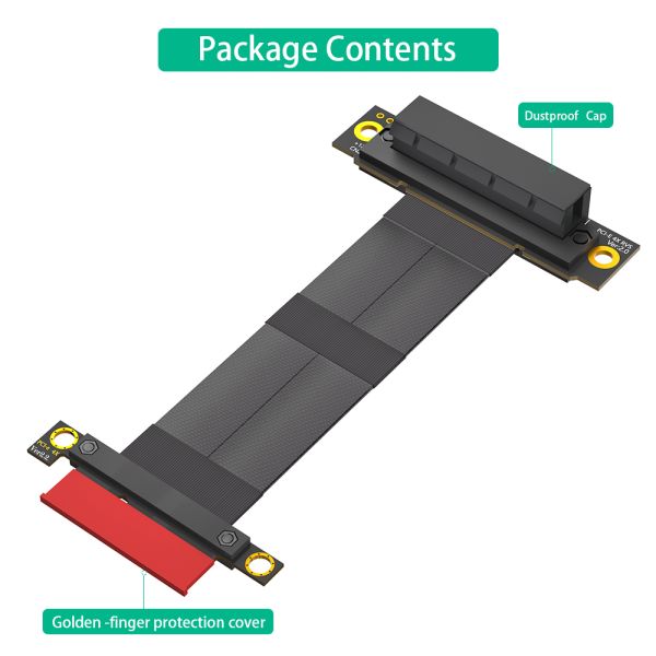 270 Degree Reverse Slot PCI-E Extension Cable with High Speed PCI-E 1X Support and Flexible Axial Cable