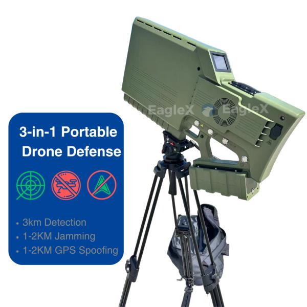 Quality Handheld GPS Spoofing Drone Jammer with Detection&Jamming, 3-in-1 Portable Drone Defense Device Portable FPV Drone Jammer for sale
