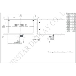 10.1'' 1024*RGB*600 TFT Wide Temperature LCD Module 24 Bit Interface