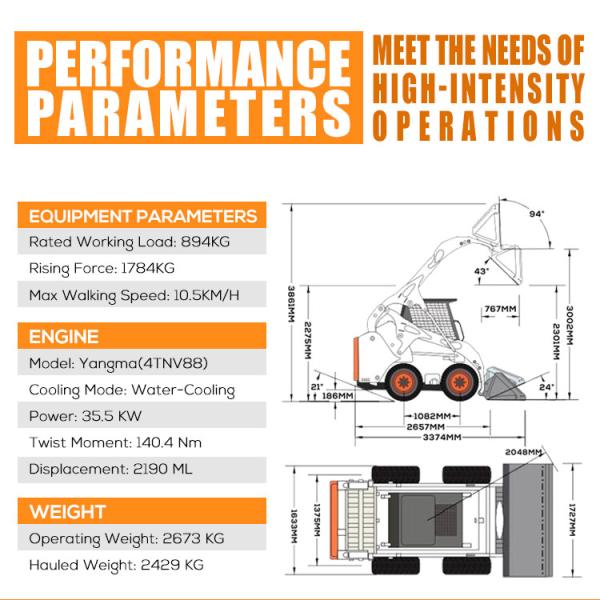 Free Shipping Mini Skid Steer Loader Cheap Wheel Loader CE EPA Engine Compact Skid Steer Diesel Loaders