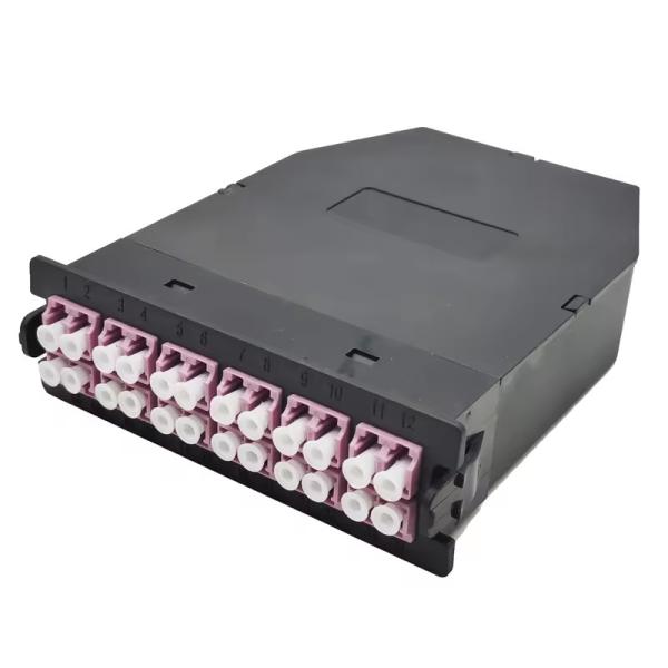 Quality 24F Black LC Duplex Multimode MPO MTP Fiber Cassette for 24 Ports OM3 OM4 OS2 Patch Panel for sale