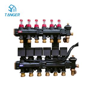 China 6 Loop Radiant Heat Manifold With Mixing Valve Flow Meters Electric Actuators on sale