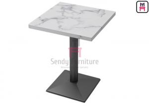  Formica Marble Pattern HPL Hotel Dining Table with Black Color Heavy Casting Iron Base Manufactures