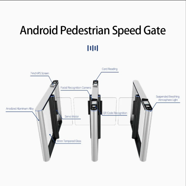RFID Card Security Access Control System Automatic Speed Gate Turnstile Swing Barrier Silver Color