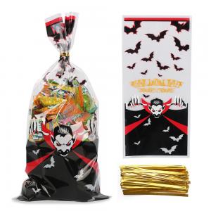 China Custom Printed Cellophane Treat Bags With Twist Ties For Halloween on sale