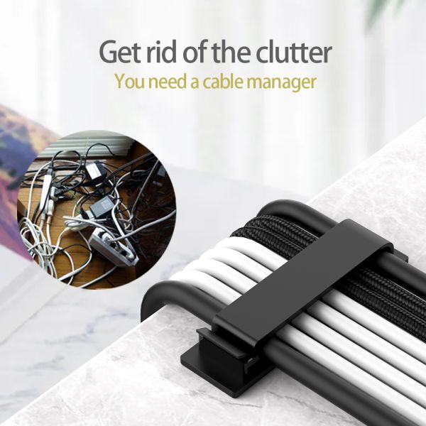 Rectangle Plastic Cable Organizer Black Plastic Cable Holder Multi Purpose