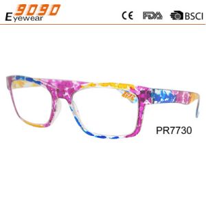 Classic culling rectangle reading glasses with PC frame , plastic hinge, pattern