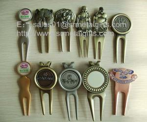 China China metal golf divot tool factory for custom metal golf pitchfork with ball marker set, on sale
