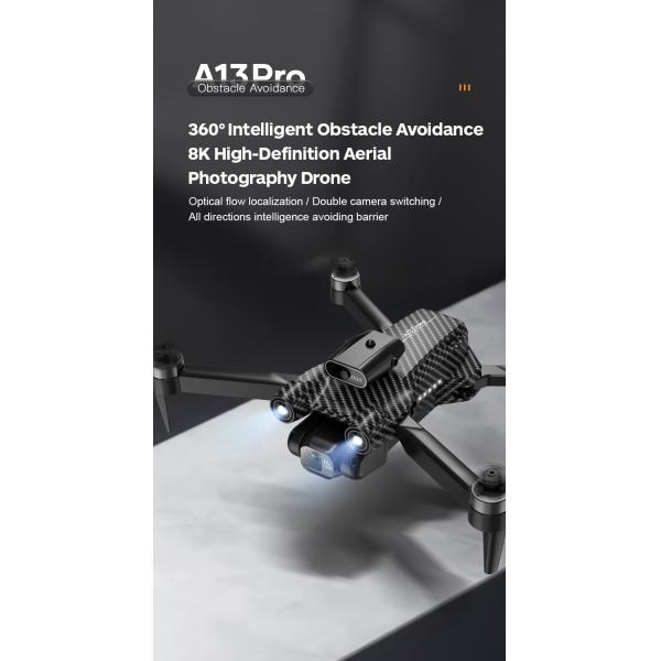A13 Mini Drone 4k Dual Camera Obstacle Avoidance Optical Flow Foldable Wifi Brushless Motor Dron Quadcopter Toy Foldable
