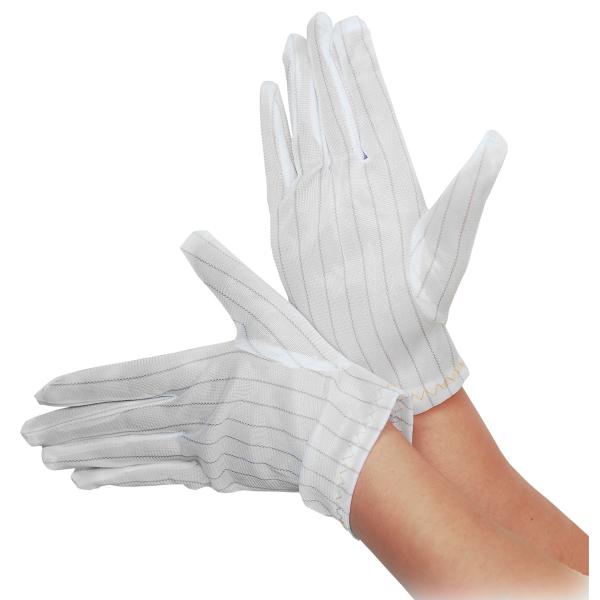 100% Polyester Cleanroom ESD Cloth Gloves Double Side Stripe