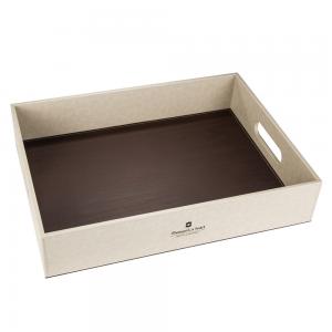 wholesale beige dark wooden pu leather shoe box  for guest room supplies Manufactures