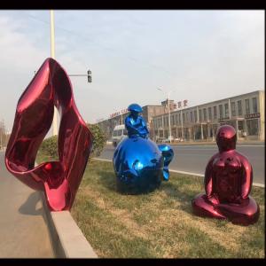 China Large metal Garden colorful painting stainless steel figure sculpture,Stainless steel sculpture supplier on sale
