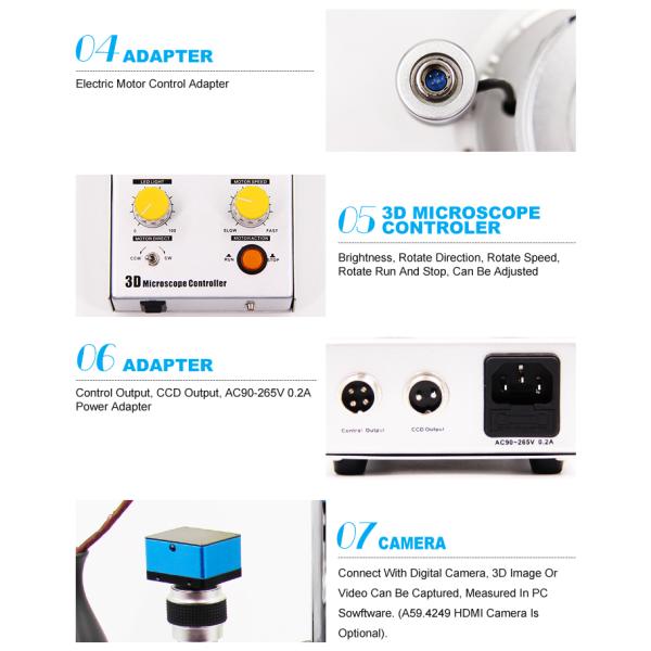 360° Rotation Electronic Industrial Digital Stereo Microscope Mobile Repair 3d