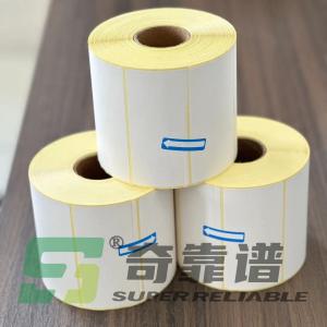 China Thermal Paper Sticker Barcode Sticker with Yellow Color Glassine Liner on sale