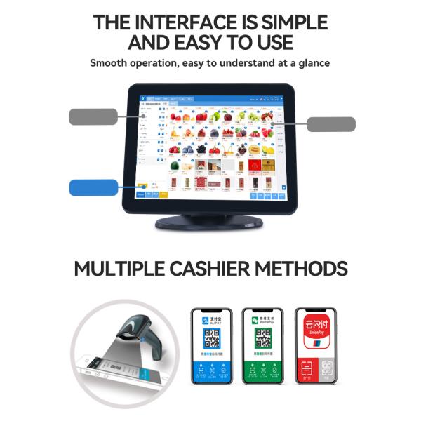 Restaurant Ordering Thermal Printer with Resolution Win/Android POS Cash Register 13.3/15.6 Inch 1366*768 Resolution