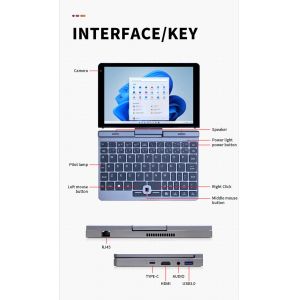 Intel Processor 2 In 1 Mini Laptop Computer 12g Ddr5 1tb Ssd 8 Inch Touch Screen