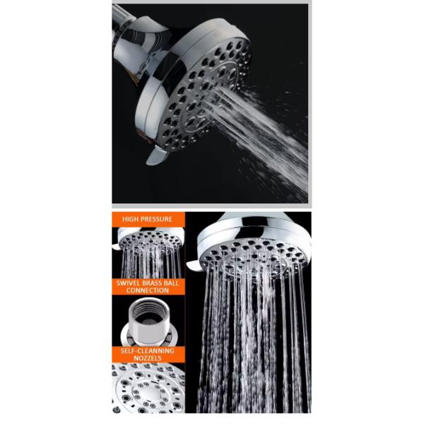 Chrome finished multi-function shower head different spray patterns