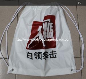  White Double Plastic Drawstring Backpack For Riding , Playing , Swimming Manufactures
